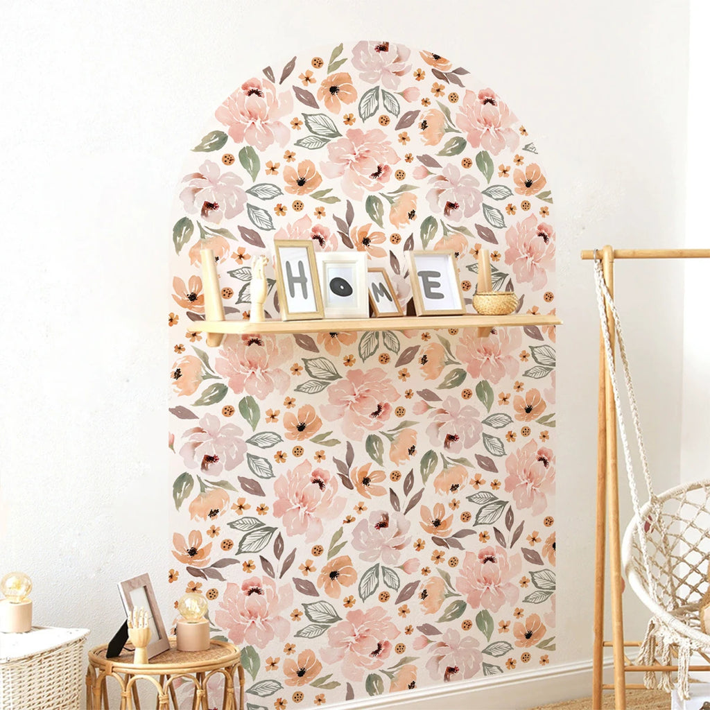Peony Bloom Arch - Sweet Floral Wallpaper for Nursery Walls