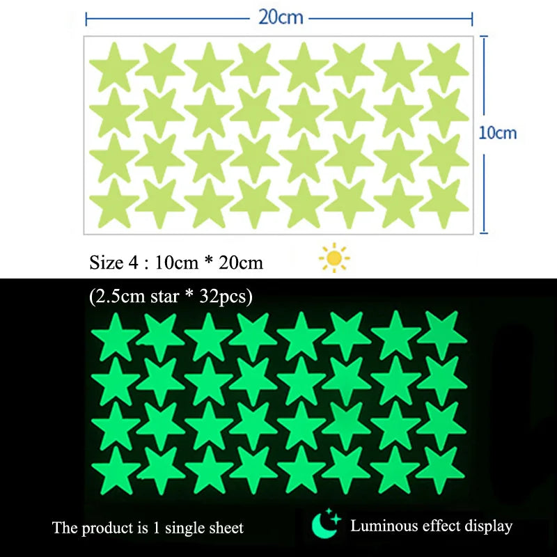 Glowing Star Wall Decals - Fun Night Light for Kids