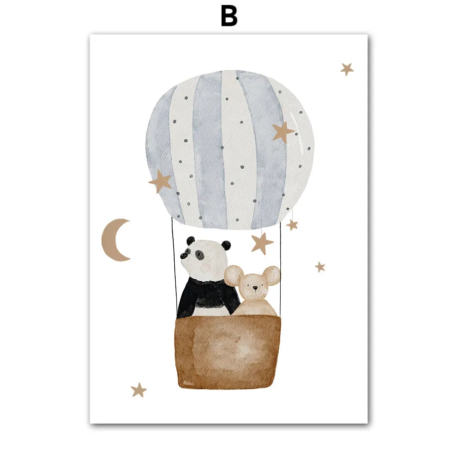 Boho Space Friends - Whimsical Animal Print for Kids’ Rooms