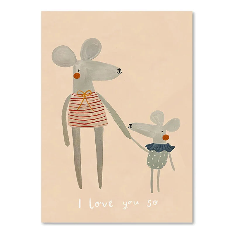 Adorable Animal Wall Art - Sweet Nordic Decor for Kids