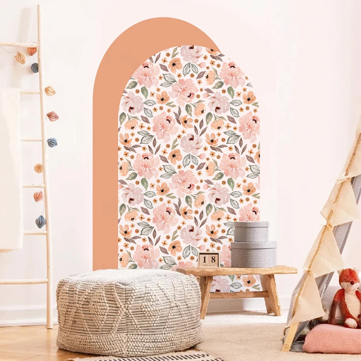 Peony Bloom Arch - Sweet Floral Wallpaper for Nursery Walls