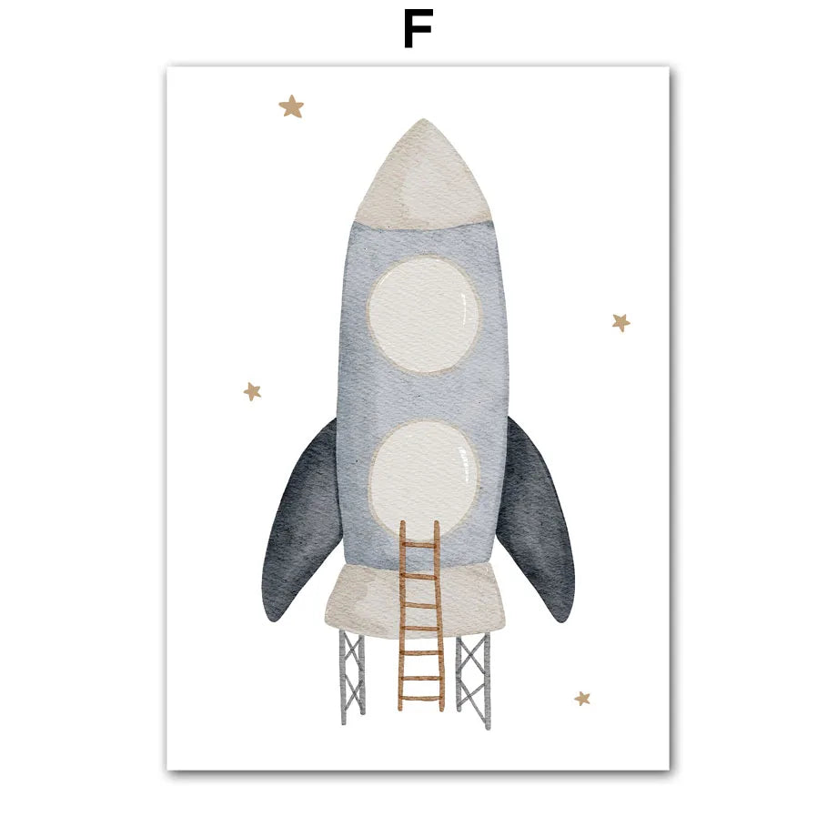 Boho Space Friends - Whimsical Animal Print for Kids’ Rooms