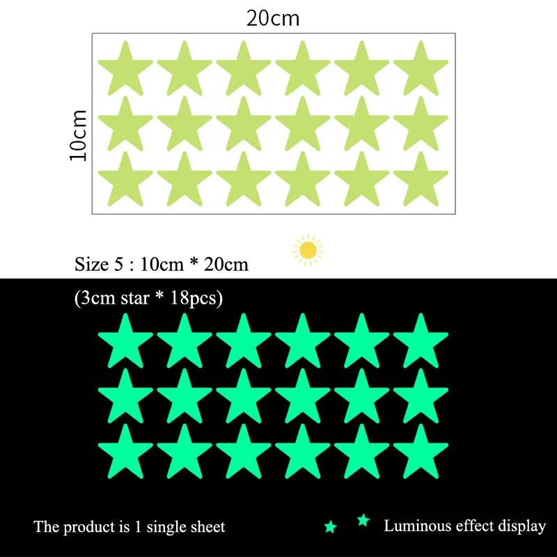 Glowing Star Wall Decals - Fun Night Light for Kids