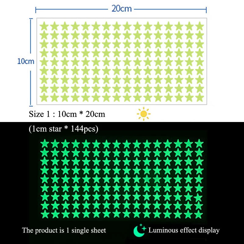 Glowing Star Wall Decals - Fun Night Light for Kids