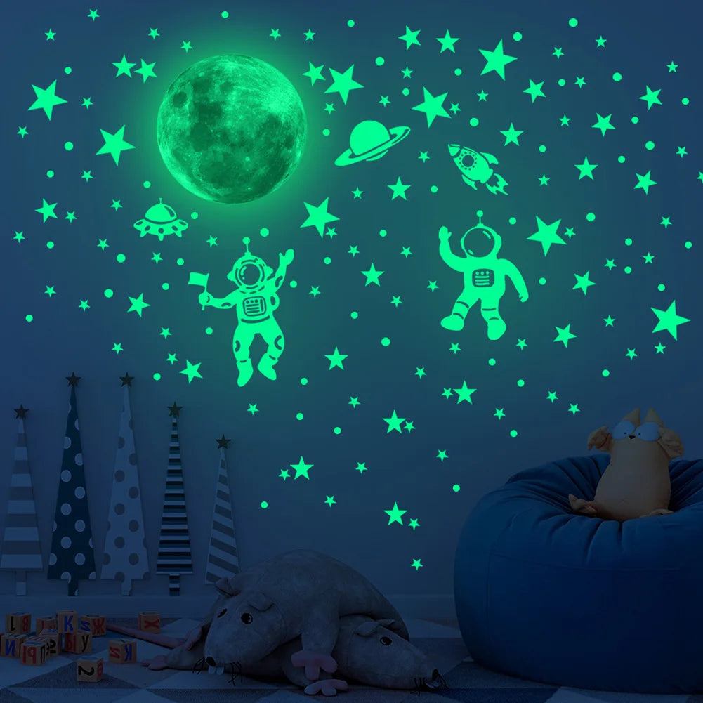 Space Adventure Glow Stickers - Astronauts, Stars & Moon Magic