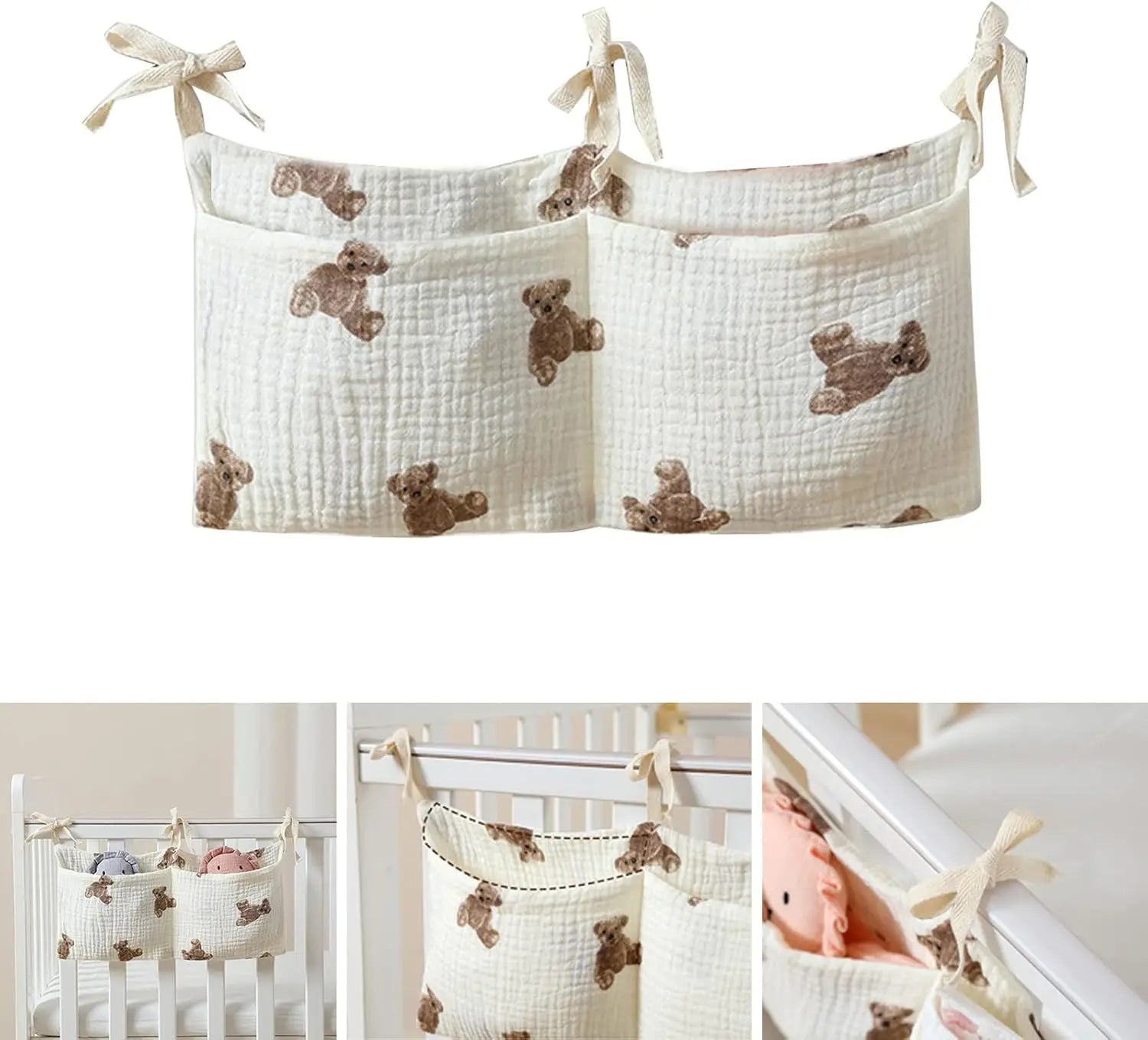 Soft Crib Organizer Caddy – Cute Nursery Storage for Essentials