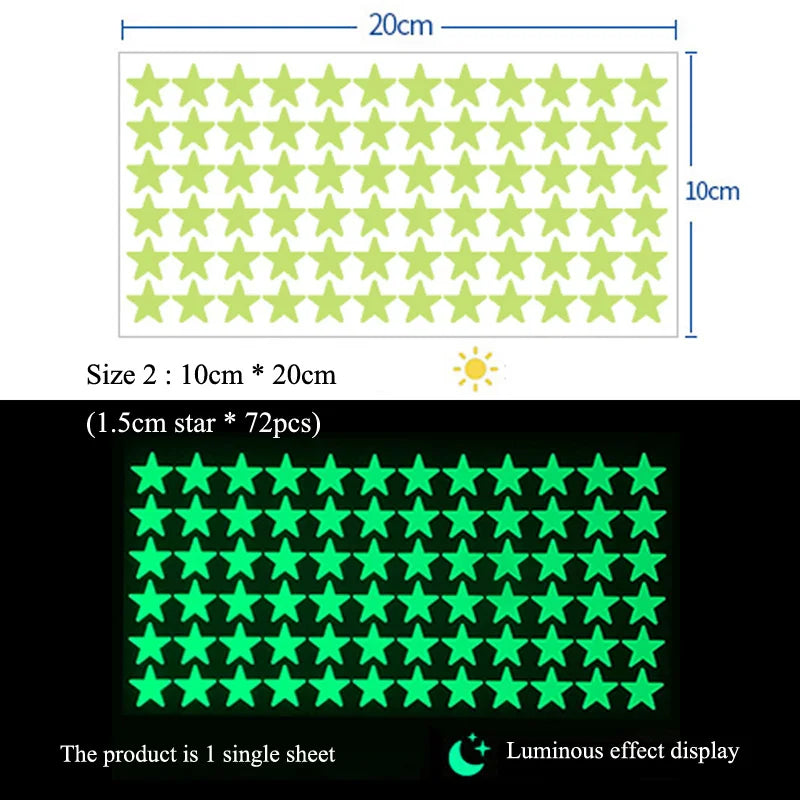 Glowing Star Wall Decals - Fun Night Light for Kids