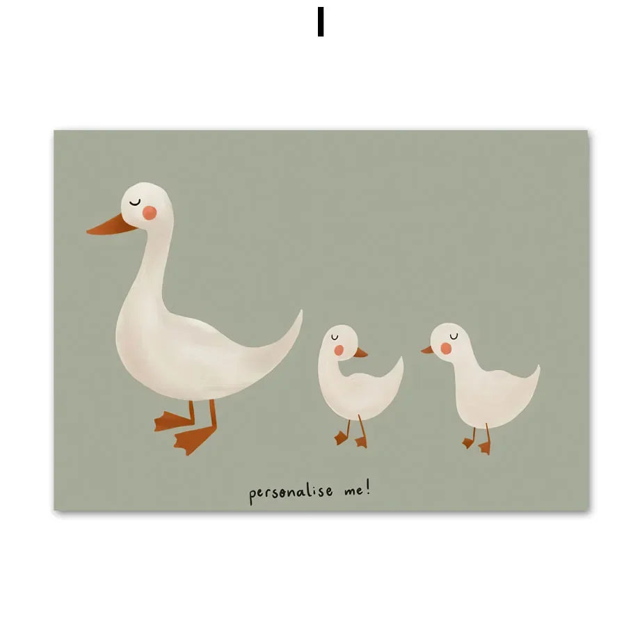 Adorable Animal Wall Art - Sweet Nordic Decor for Kids