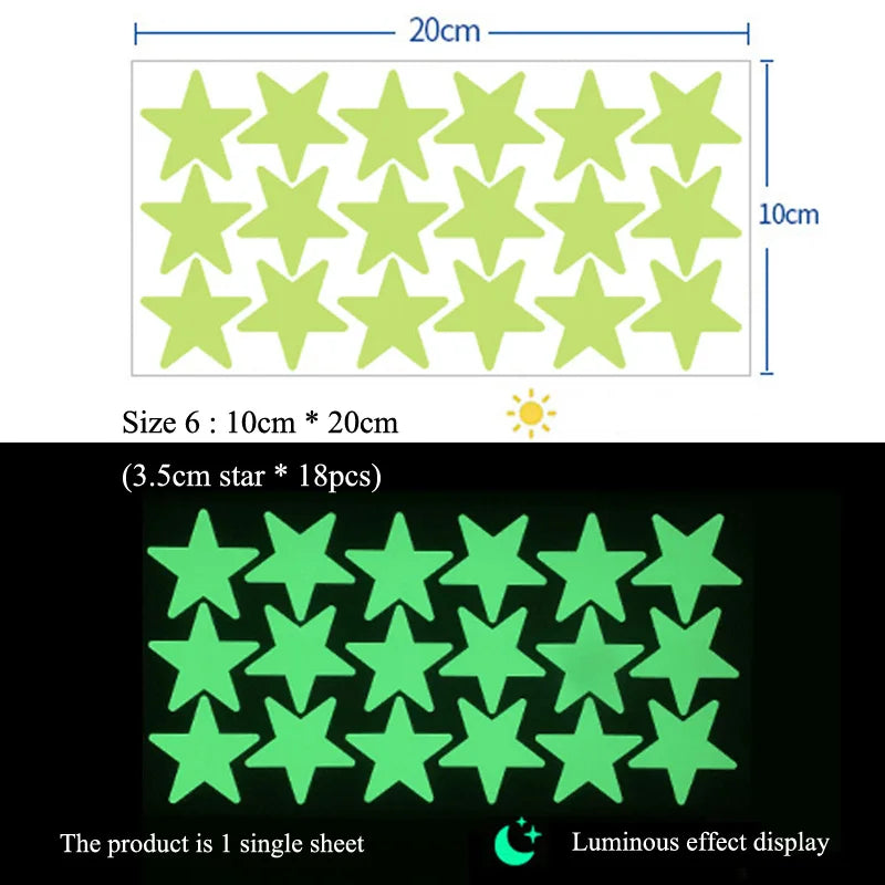 Glowing Star Wall Decals - Fun Night Light for Kids