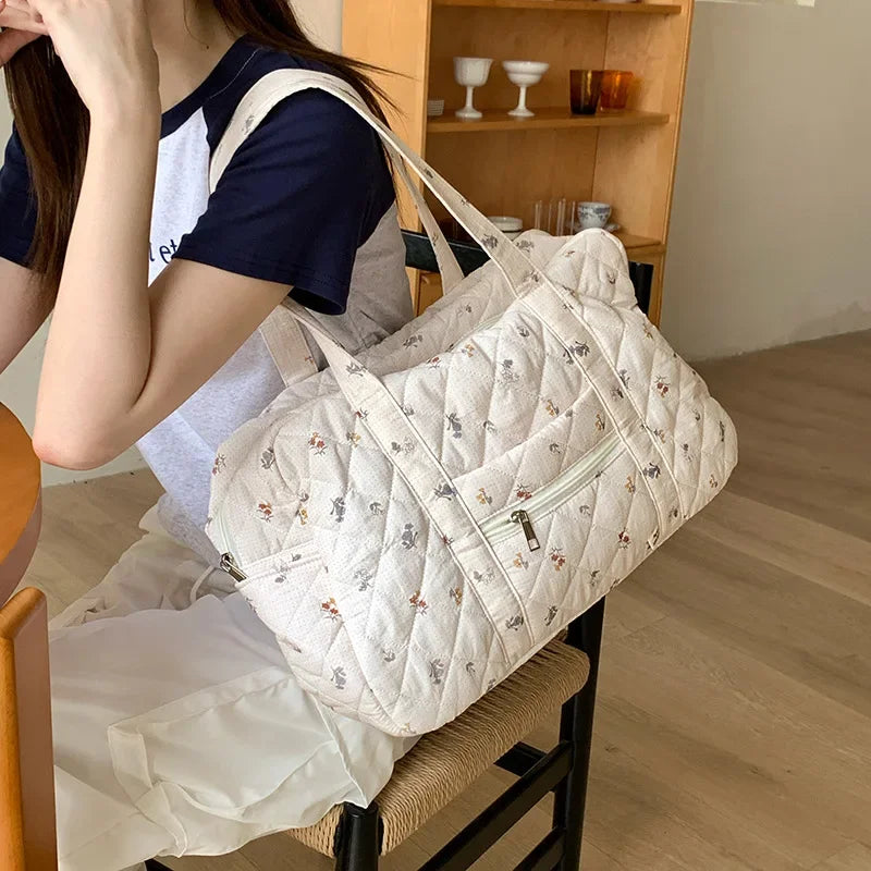 Quilted Mommy Travel Bag - Spacious Everyday Diaper Tote