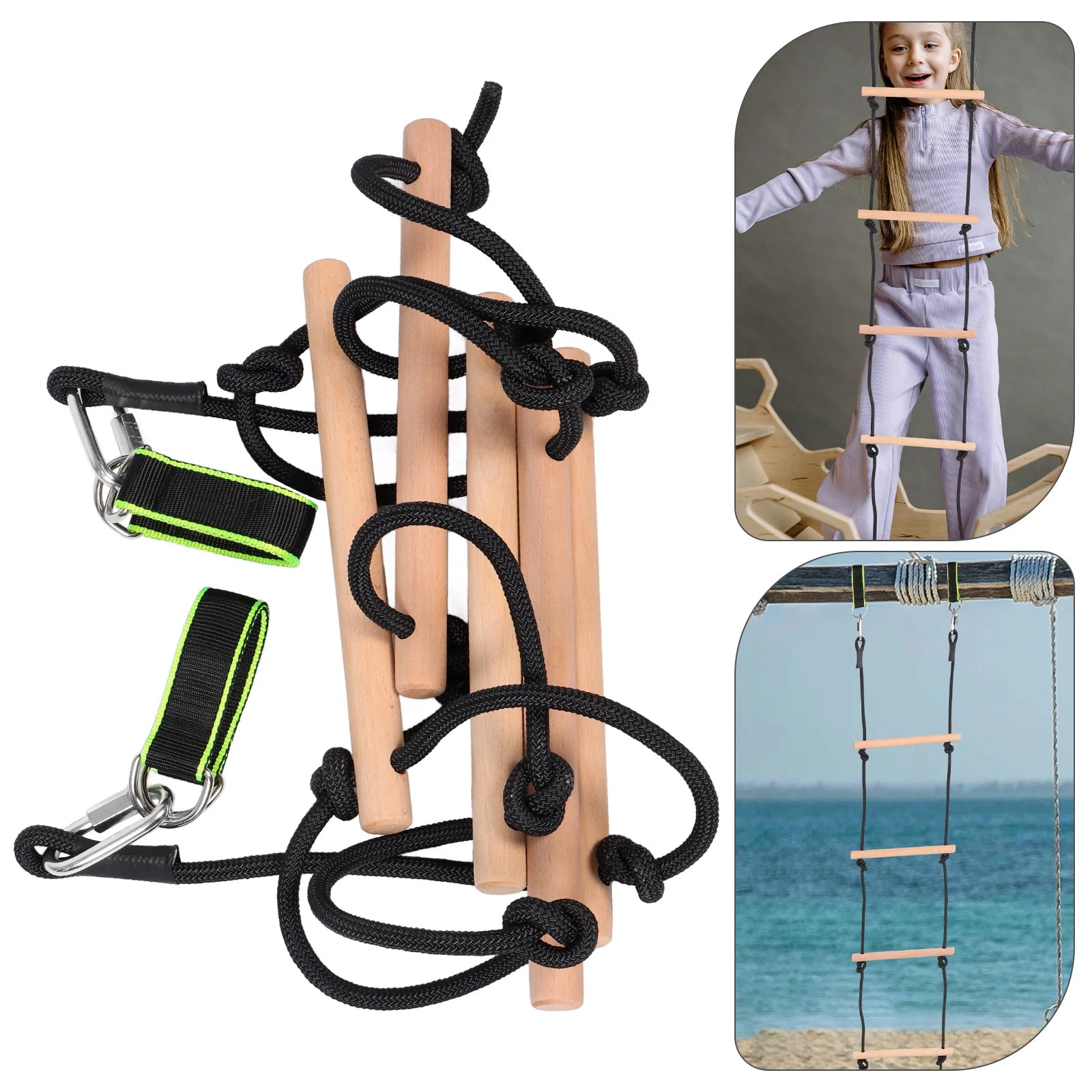 Wooden Climbing Frame Rope Ladder Playset Outdoor Playground Equipment Toddler Toy Swing Set For Kids Ladders Playgrounds