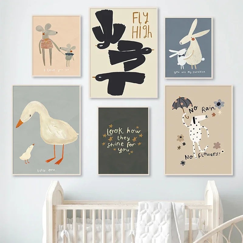 Adorable Animal Wall Art - Sweet Nordic Decor for Kids